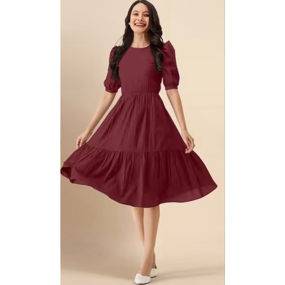 NEW Fit & Flair Lightweight Tiered Midi Dress M
